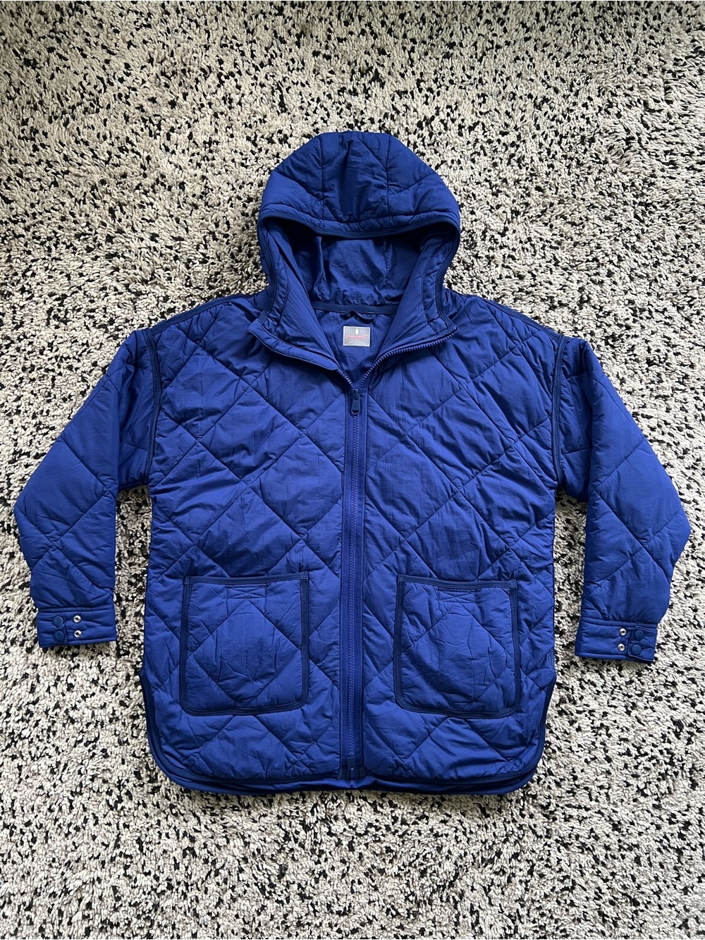 fp movement Free People Quilted Packable Hooded Jacket Blue Full Zip Size Large